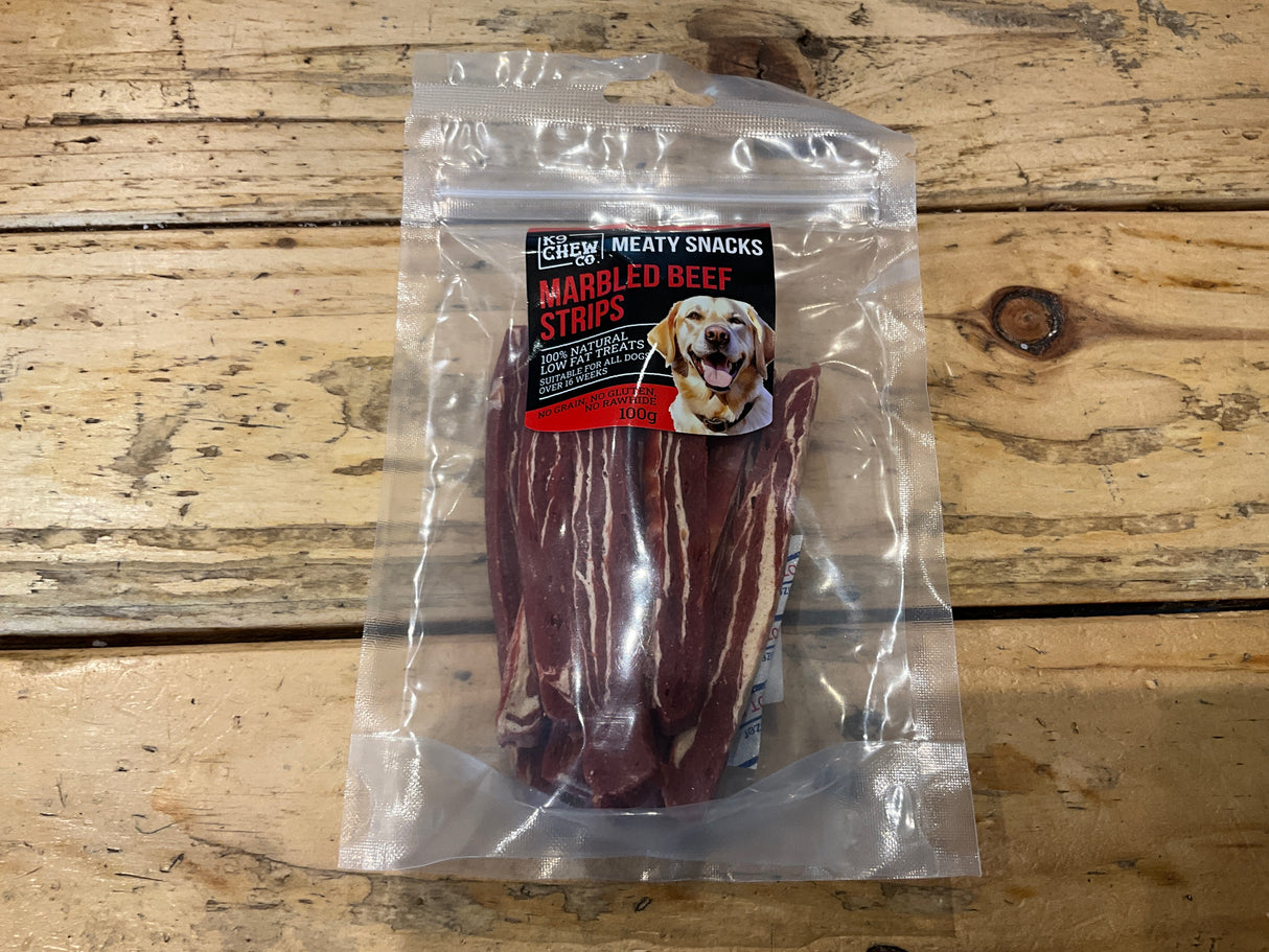 K9 Chews Meaty Snacks Marbled Beef Strips 100g