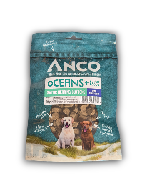 Anco Oceans+ Baltic Herring Buttons with Blueberry 80g