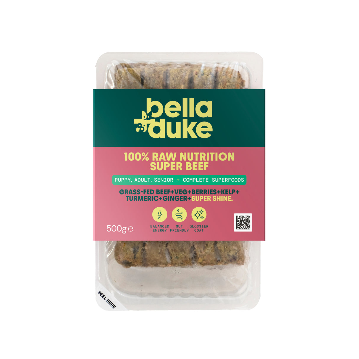 Bella and Duke Complete Raw Dog Food Superfood Enriched Super Beef 500g