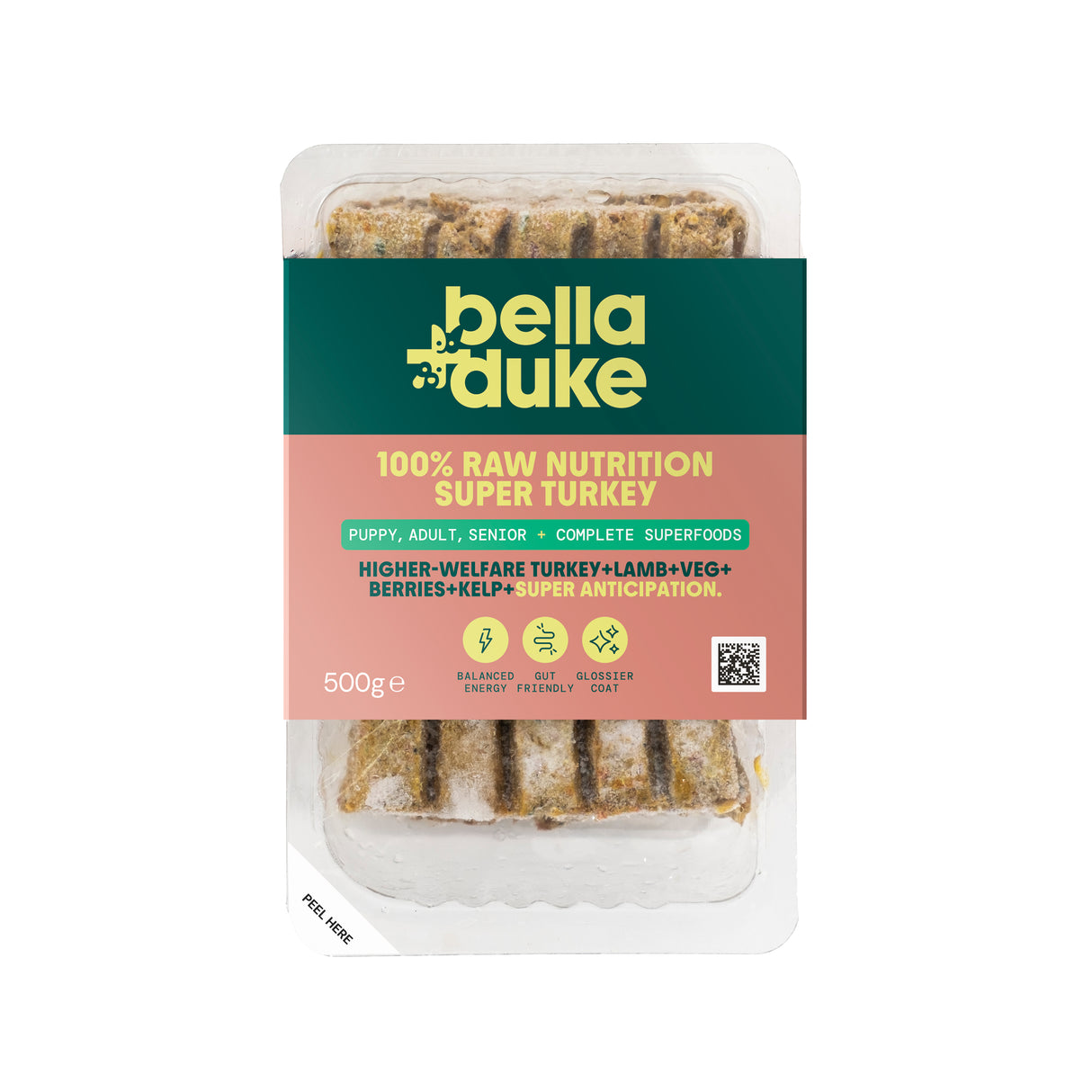 Bella and Duke Complete Raw Dog Food Superfood Enriched Super Turkey 500g