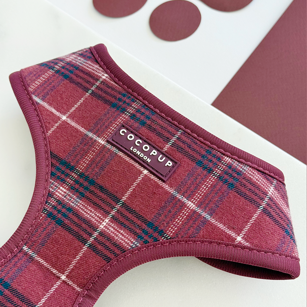 Cocopup Mulberry Plaid Adjustable Neck Harness