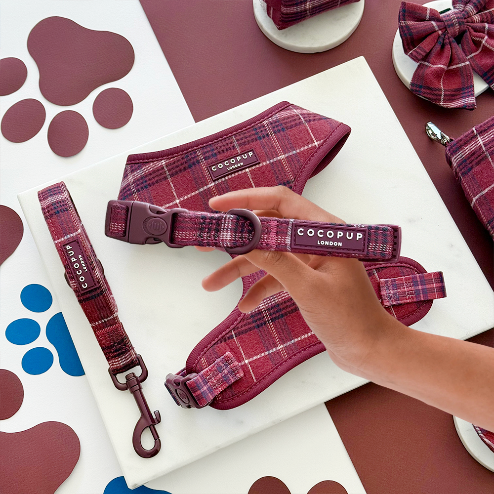 Cocopup Mulberry Plaid Dog Collar
