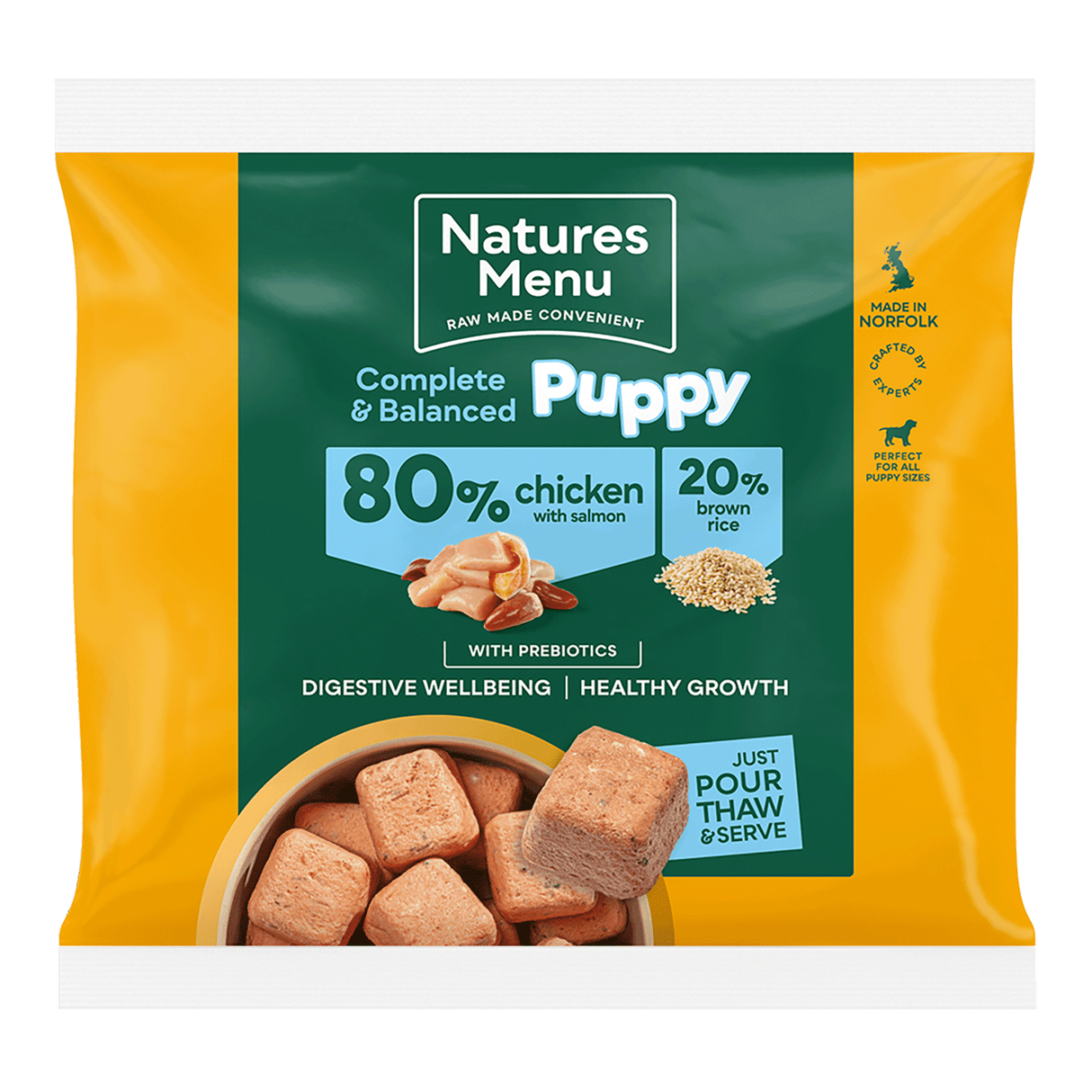 Natures Menu Frozen Country Hunter Raw Nuggets 80/20 Chicken & Salmon Puppy 1kg