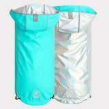 GF Pet Elasto-Fit Reversible Dog Raincoat Aqua Iridescent