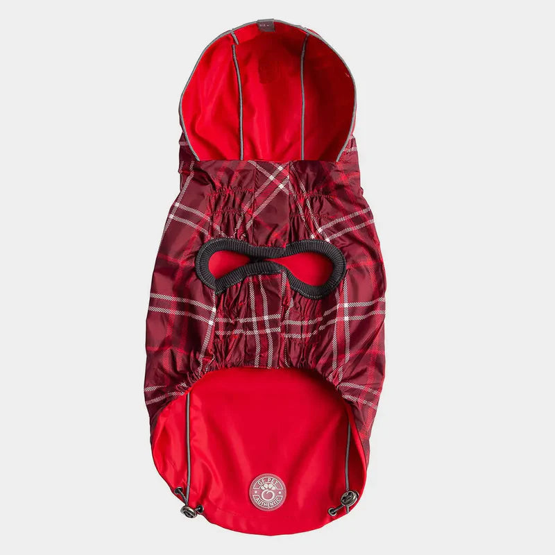 GF Pet Elasto-Fit Reversible Dog Raincoat Red/Plaid