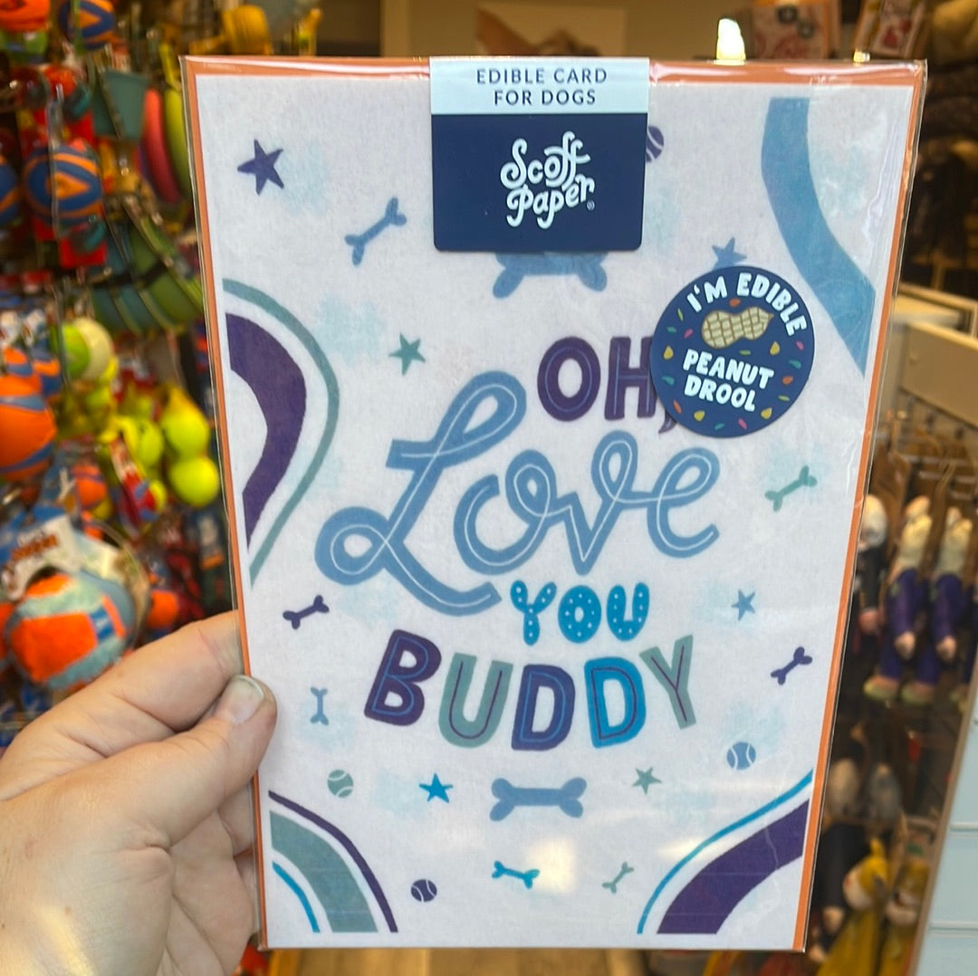 Scoff Paper Edible Card For Dogs - Love You Buddy Peanut