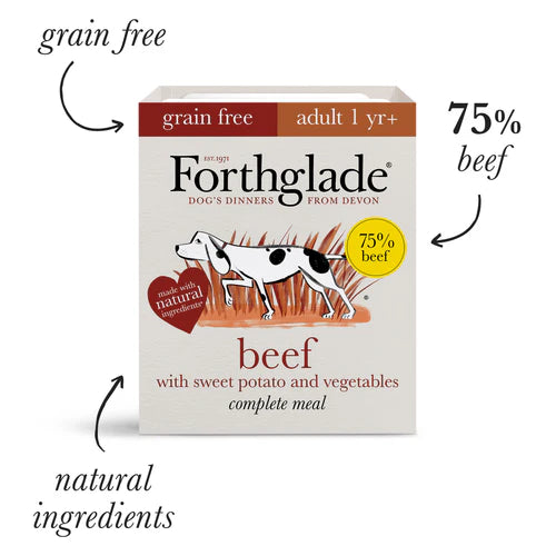 Forthglade Complete Adult Beef Grain Free With Sweet Potato & Vegetables Natural Wet Dog Food 395g