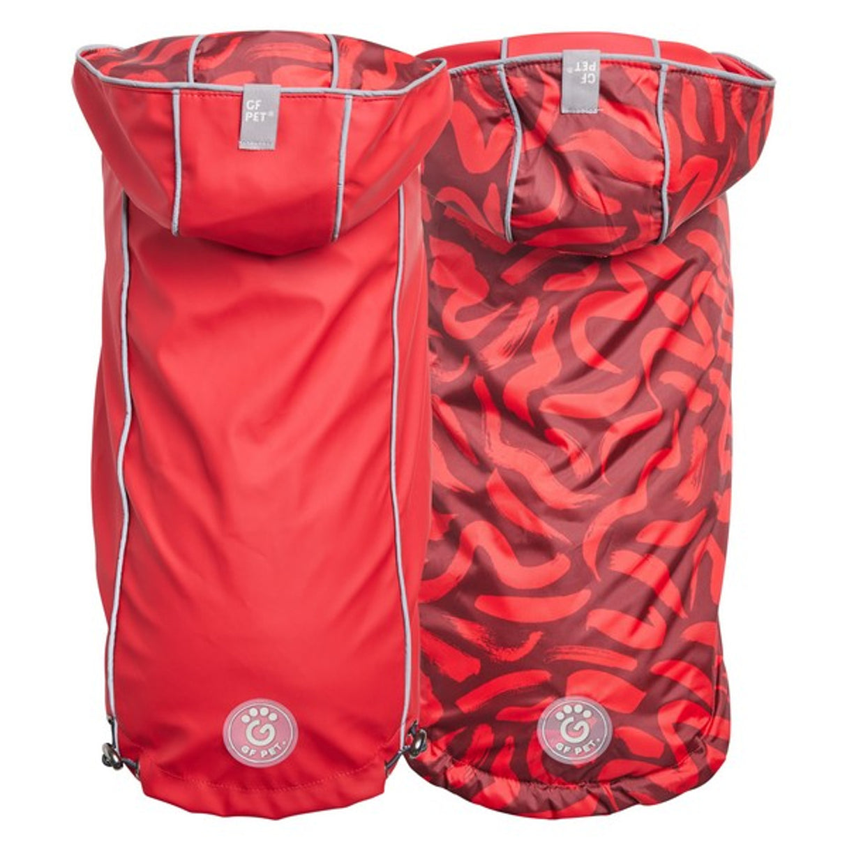 GF Pet Elasto-Fit Reversible Raincoat Red Abstract