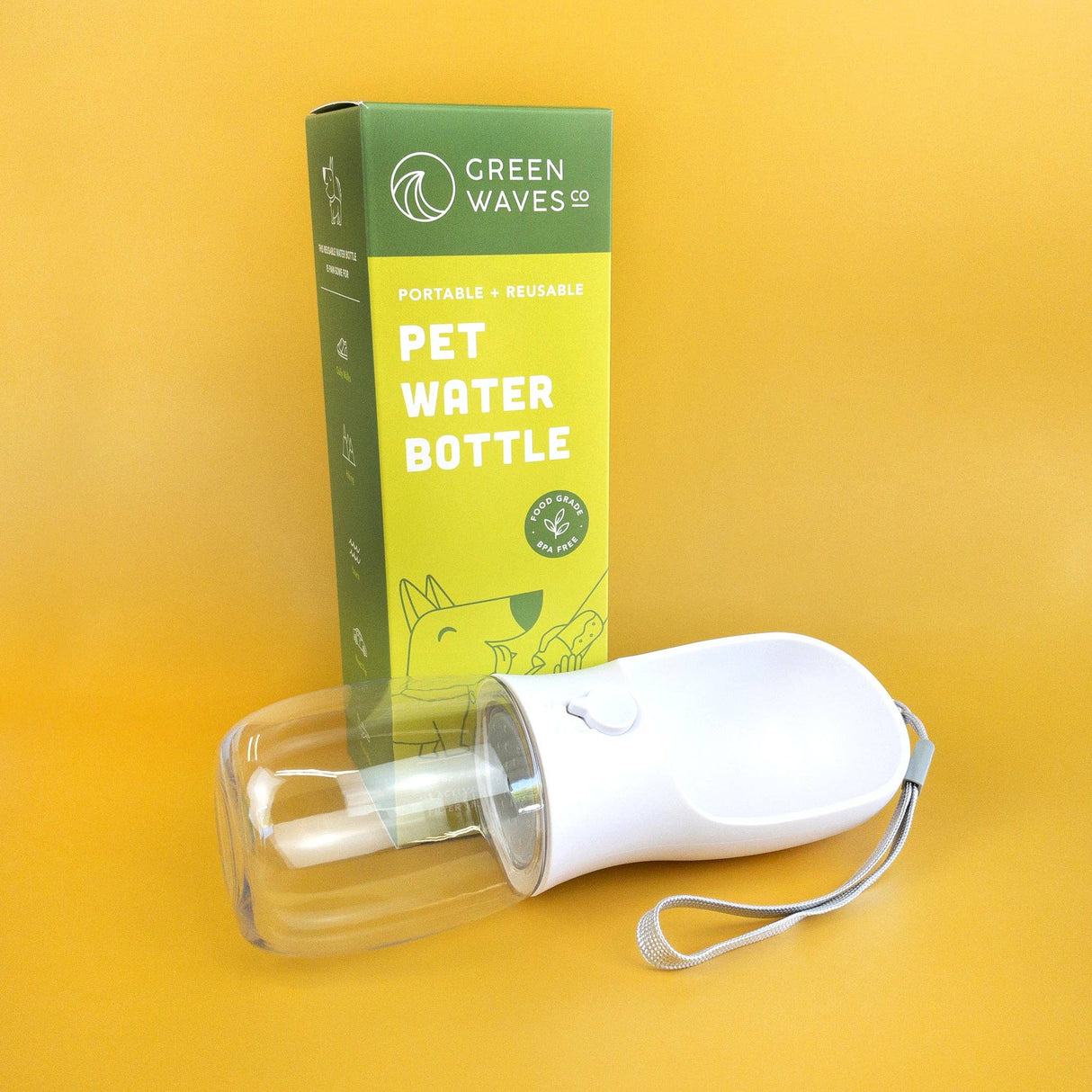 Green Waves Dog Water Bottle With Carbon Filter