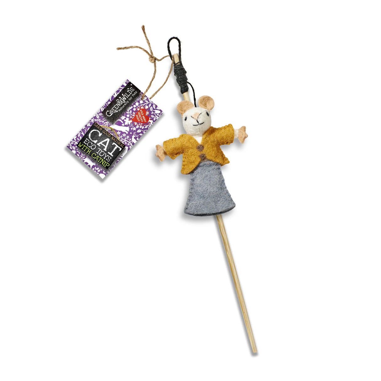 Green&Wilds Nanny Mouse - Eco Cat Teaser Toy with Catnip