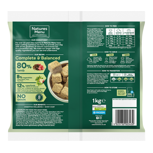 Natures Menu Frozen Country Hunter Lamb 1kg - In Shop or Pickup only