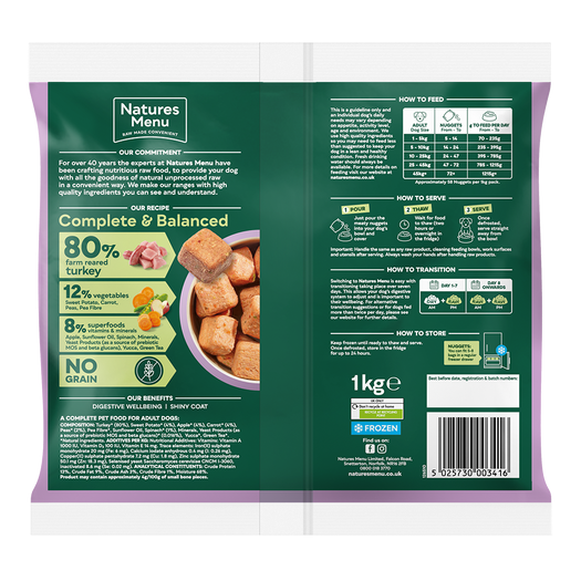 Natures Menu Frozen Country Hunter Turkey 1kg  - In Shop or Pickup only