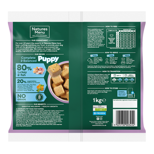 Natures Menu Frozen Country Hunter Turkey & Fish Puppy 1KG - In Shop or Pickup only