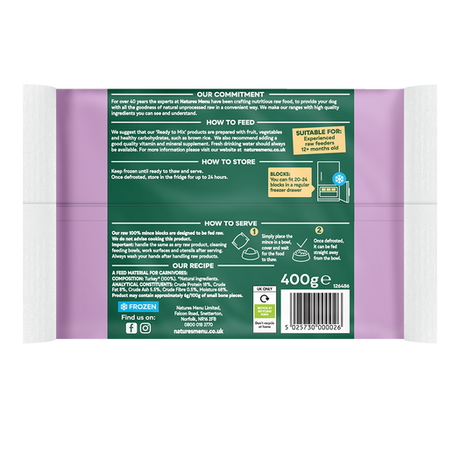 Natures Menu Frozen Mince Turkey 400g - In Shop or Pickup only