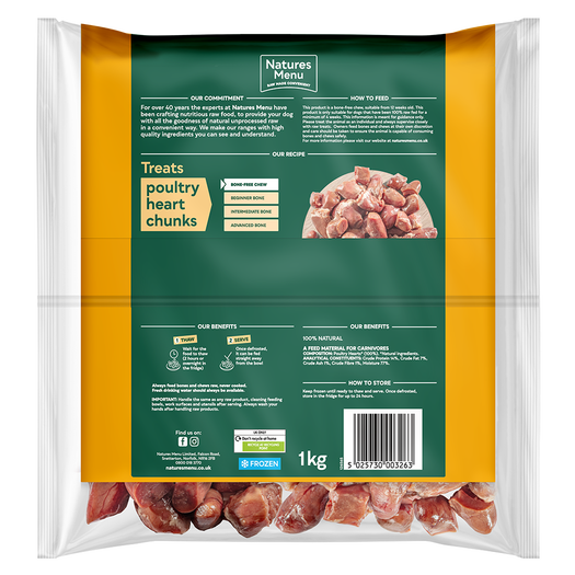 Natures Menu Frozen Chews Raw Poultry Heart Chunks - In Shop or Pickup only