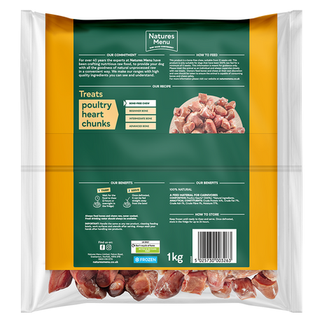 Natures Menu Frozen Chews Raw Poultry Heart Chunks - In Shop or Pickup only
