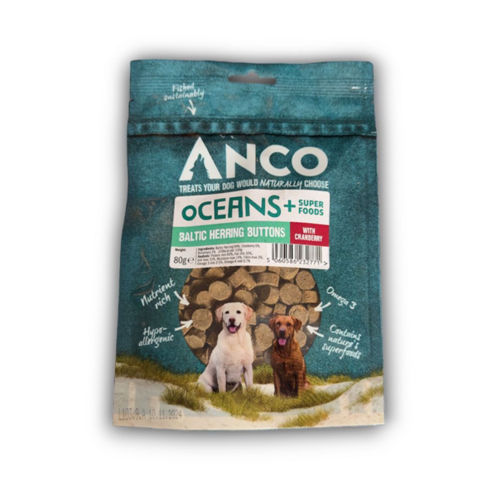 Anco Oceans+ Baltic Herring Buttons with Cranberry 80g