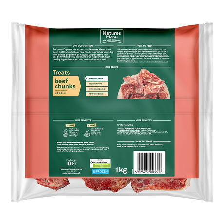 Natures Menu Frozen Chews Beef Chunks 1KG - In Shop or Pickup only