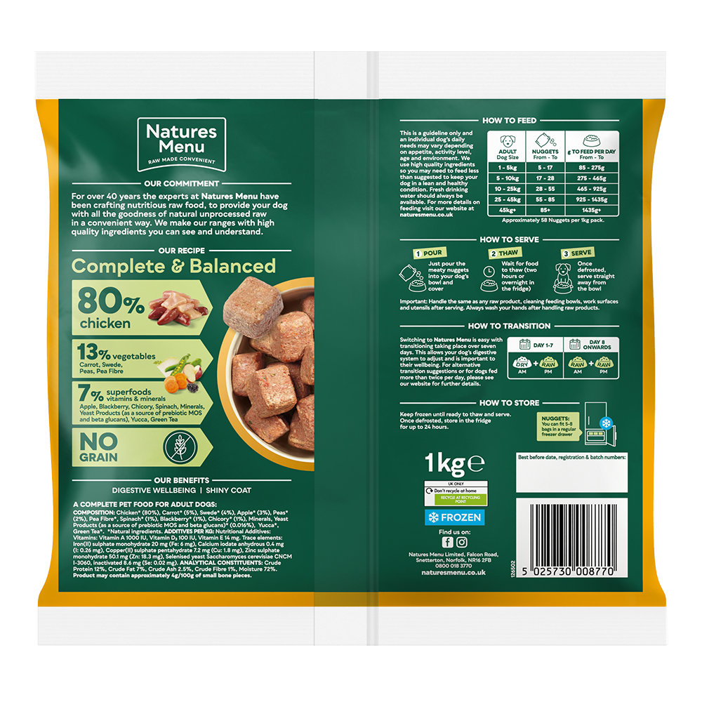 Natures Menu Frozen Country Hunter Chicken 1KG - In Shop or Pickup only