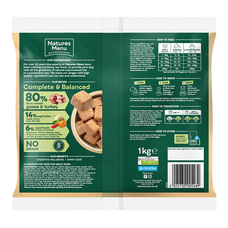 Natures Menu Frozen Country Hunter Goose and Turkey 1kg  - In Shop or Pickup only