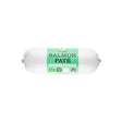 A roll of JR Pet Pure Salmon Pate packaging with product details visible on the label.