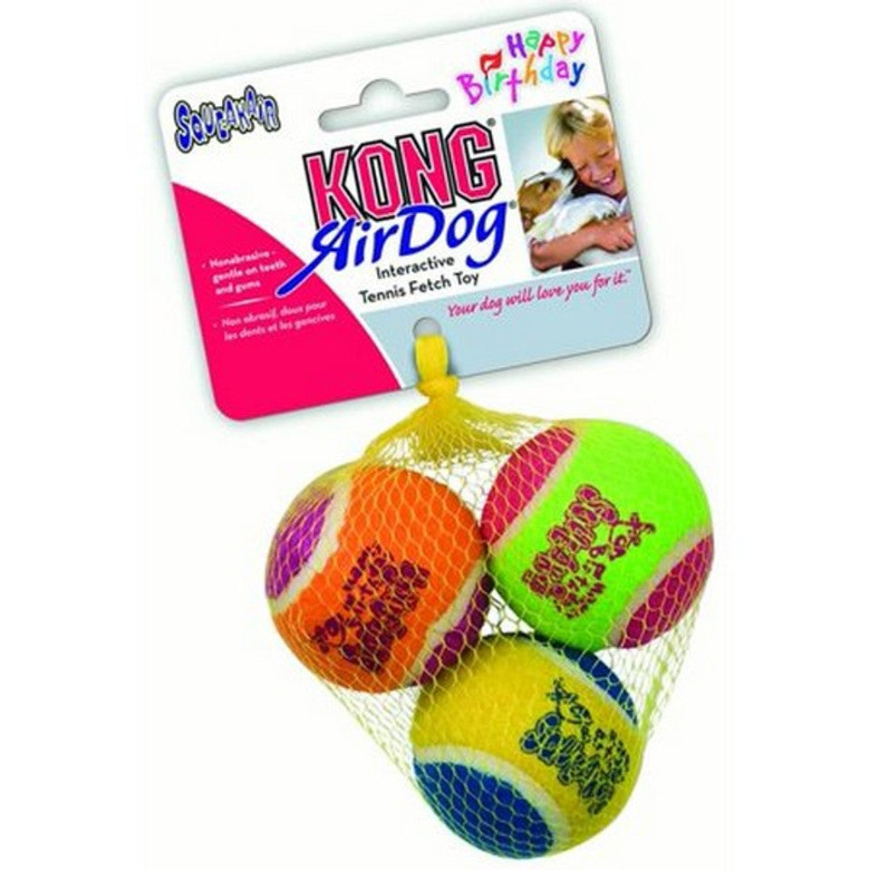 KONG Air Squeaker Tennis Ball 3x Birthday Ball