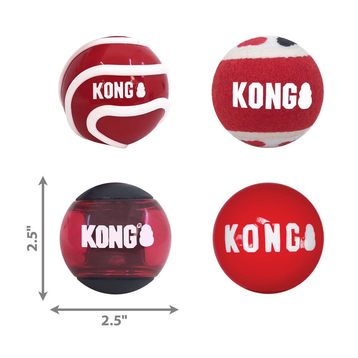 KONG Signature Balls 4pk Assorted