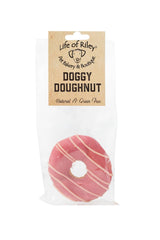 Doggy doughnut packaging with 'Life of Riley' branding on a white background
