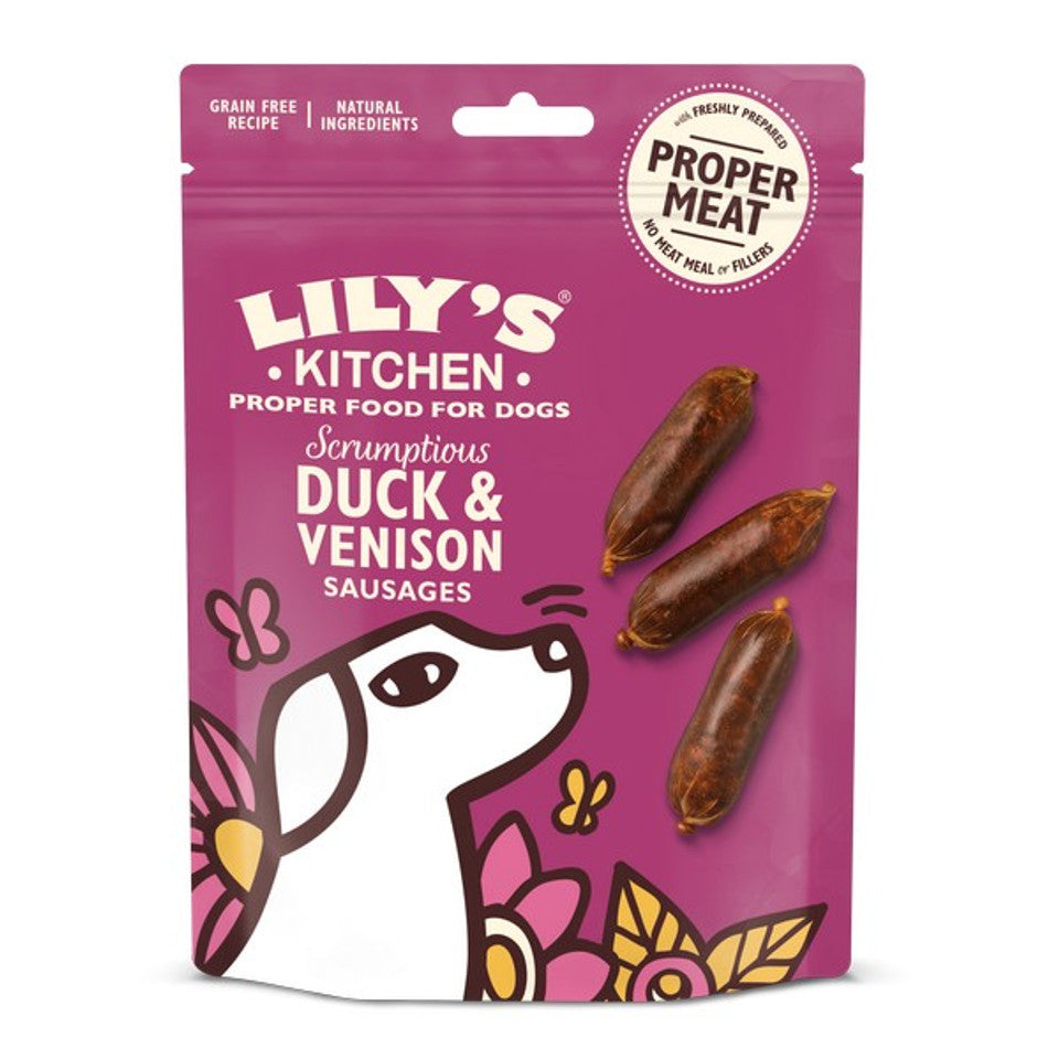 Lily's Kitchen Duck and Venison Sausages for Dogs 70g