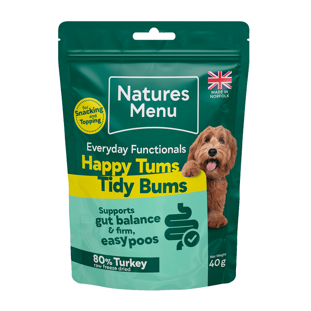 Natures Menu Happy Tums, Tidy Bums Functional  Freeze Dried Dog Treats 40g