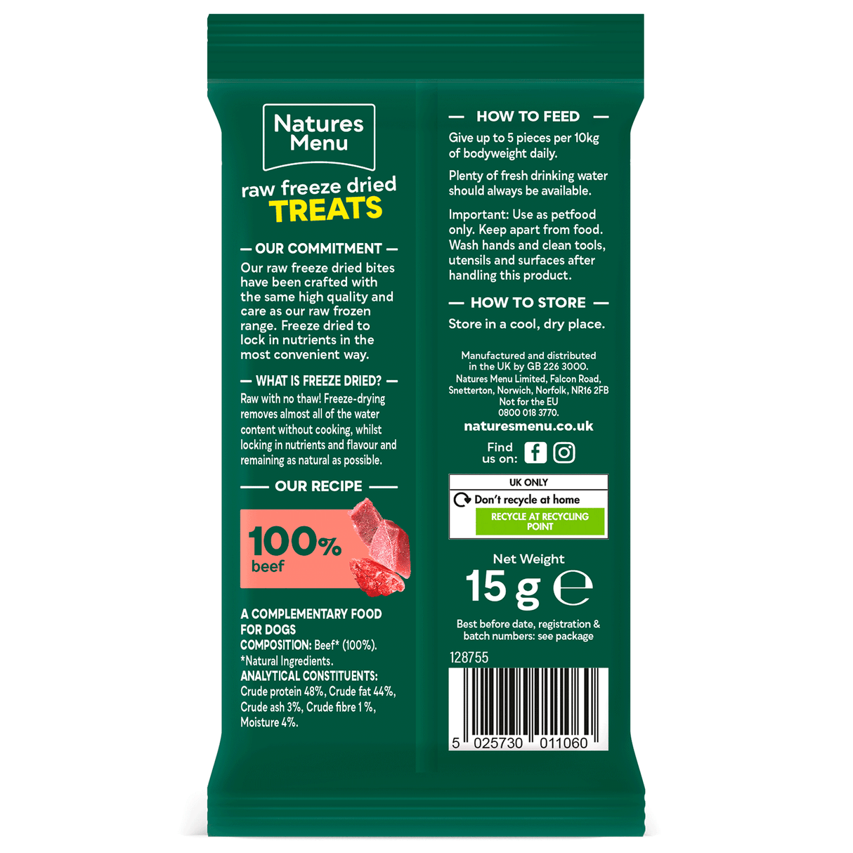 Natures Menu Raw Freeze Dried Bites Beef 15g