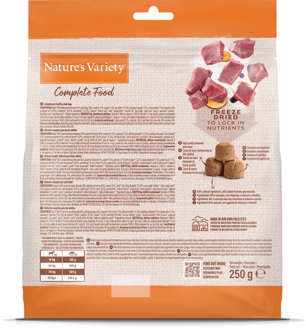 Natures Variety Freeze Dried Complete Food Beef 250g