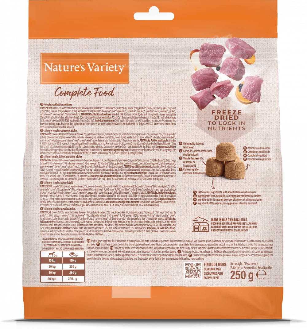 Natures Variety Freeze Dried Complete Food Lamb 250g