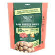 Natures Menu raw freeze-dried pet food package with ingredients listed on a white background