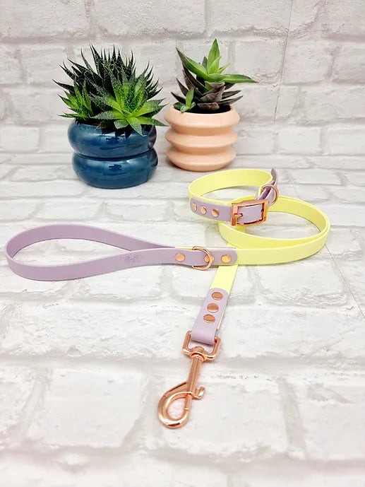 Trinkety Paws Waterproof Dog Lead Lemon/Lilac