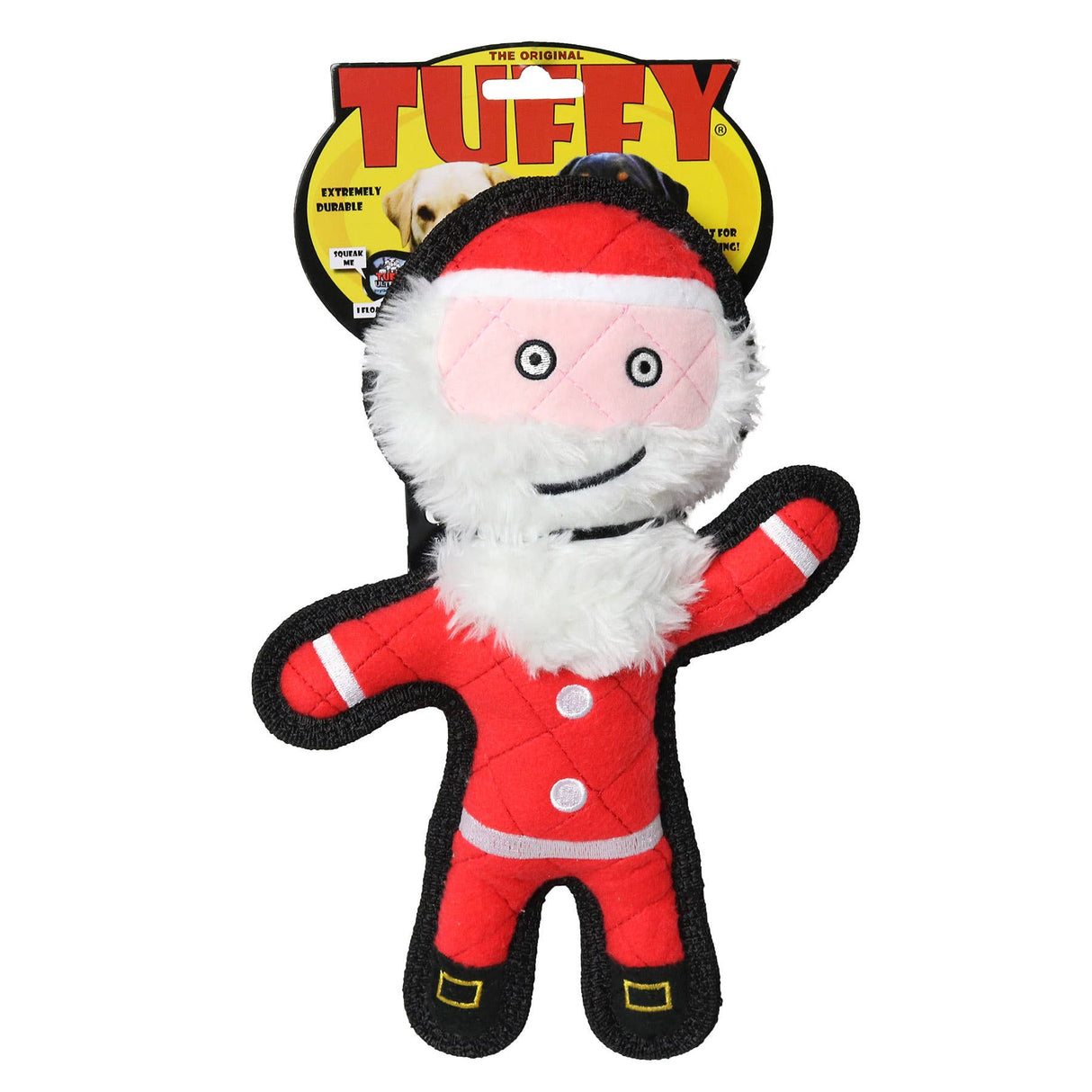 Tuffy Santa -  Christmas, Durable, Tough, Squeaky Dog Toy