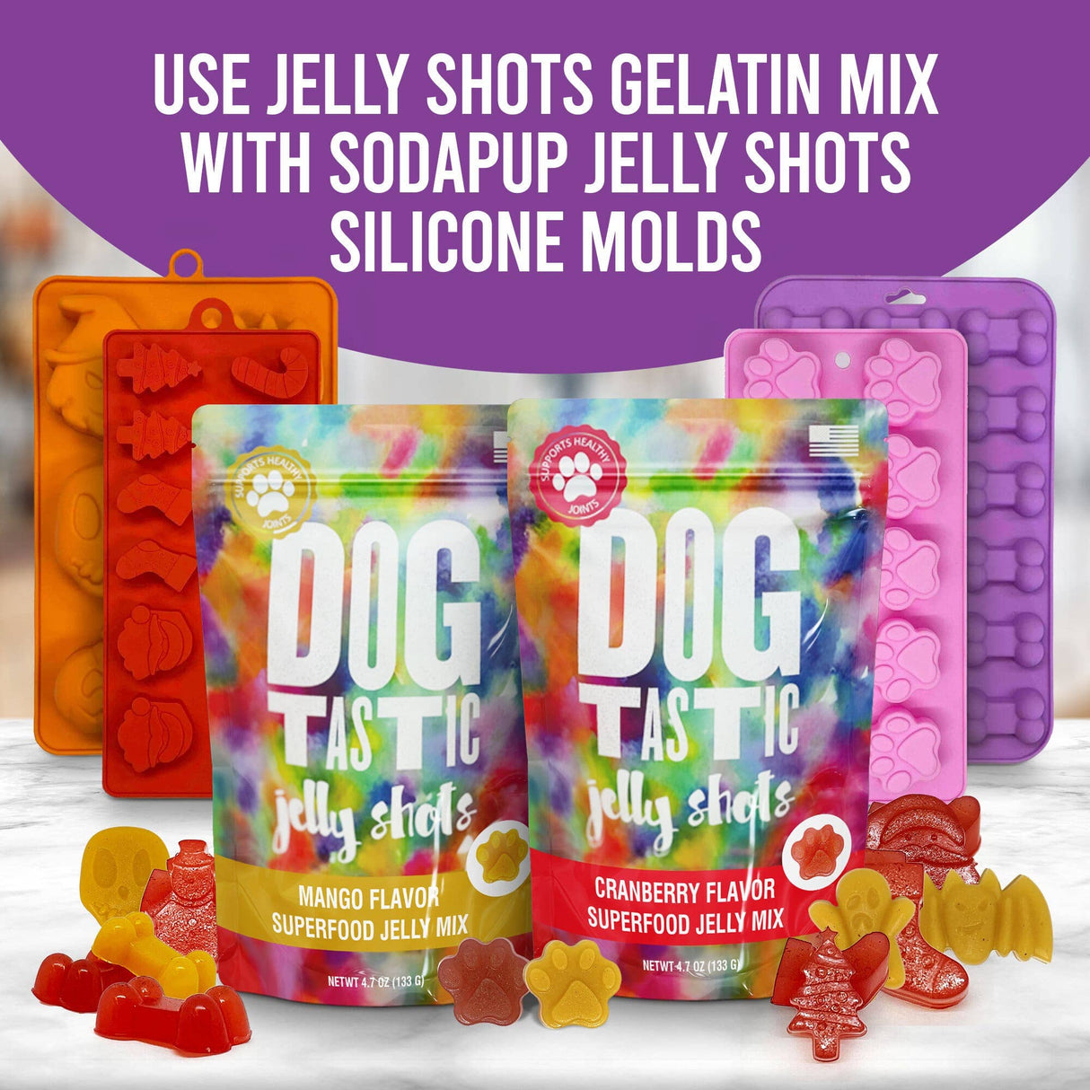 Dogtastic Jelly Shots Silicone Mold - Bone Shape